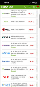 Müüa Hyperx Alloy 60% klaviatuur (2 foto / 2)