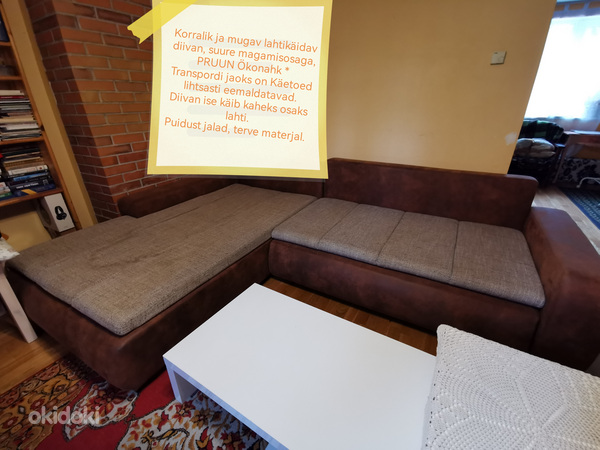 Большой раскладной угловой диван с местом для хранения вещей (фото #2)