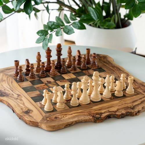 Шахматы, оливковое дерево, шахматные фигуры (фото #2)