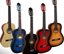 Классическая гитара 3/4 или 4/4 разных цветов +сумка+струны