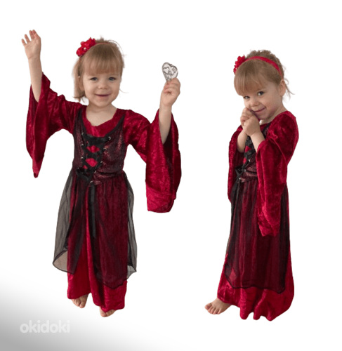 Keskaegne printsessi / nõia või vampiiri kostüüm lapsele (foto #1)