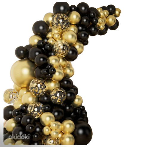 Большой набор воздушных шаров - черные и золотые шары 109 шт. (фото #1)