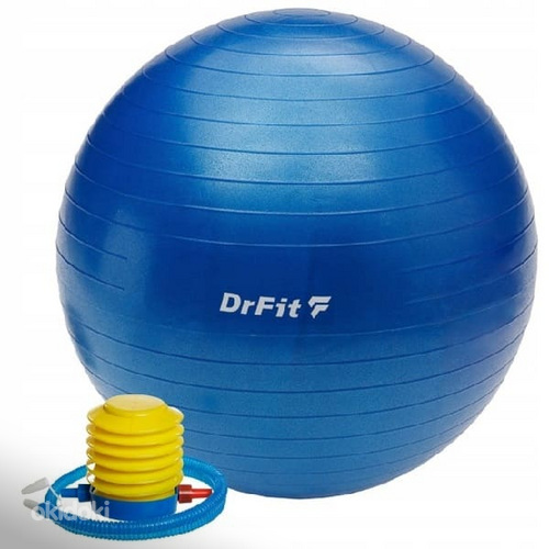 Гимнастический мяч 65см, синий + насос (фото #2)
