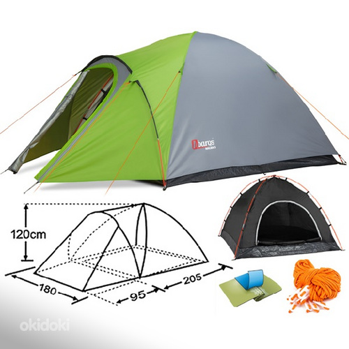 Палатка Malwa 3-х местная, серо/зеленый или зелено/оранжевый (фото #7)