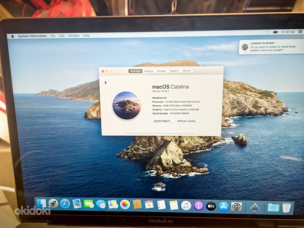 MacBook Air 2020, 13,3', 1,1GHz, i3, 8GB, 256GB Nagu uus! (foto #3)