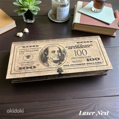 Подарочная коробка “100 $” из фанеры – оригинальный подарок
