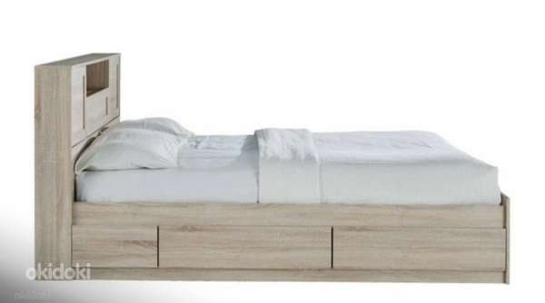 Кровать Jyski с ящиками, дуб Сонома (фото #1)