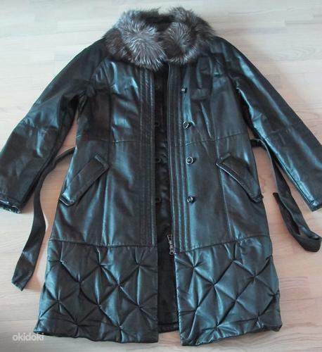 Зимнее кожаное пальто, размеp L (фото #1)