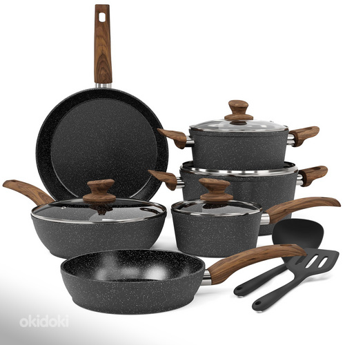 Kitchen Academy Induction Cookware Sets - 12 Piece Cooking P