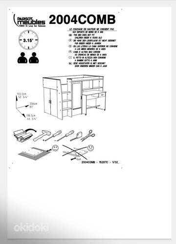 KOMPLEKT Кровать, матрас 90x200, письменный стол (фото #3)