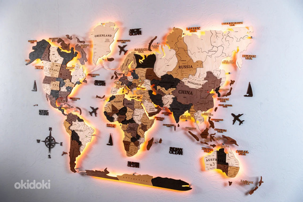 Канцелярская кнопка для карты путешествий, настенное искусство карты мира, деревянная карта, мир M (фото #2)