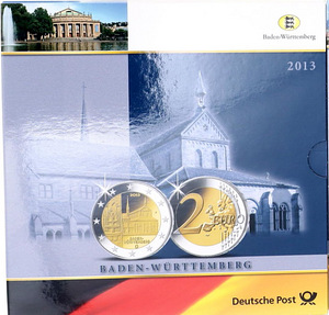 Saksamaa erinevad 2€ meenemündid, mündikaardid.