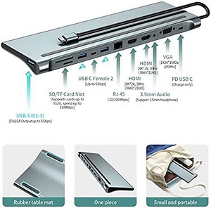 PWAYTEK 12in1 USB-C HDMI VGA multiport dokkimisjaam (5 foto / 8)