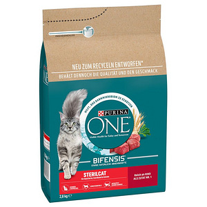 PURINA ONE® STERILCAT, rohke veisega, kuiv kassitoit 2,8kg (1 foto / 1)