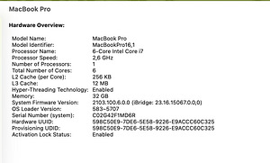 MacBook Pro 16" 2019 / i7 / 32GB RAM / 512GB/ Radeon Pro (9 foto / 9)