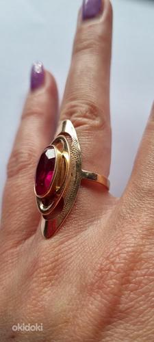 Золото 585 *, очень необычное кольцо с рубином 7,08 г, размер 17,5 (фото #3)
