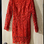 Эффектное ярко-красное роскошное кружевное мини-платье (фото #1)