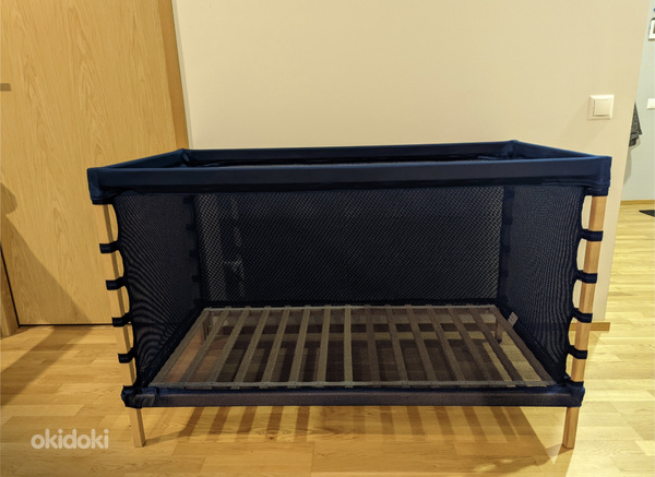 IKEA FLITIG beebivoodi / maneež – sinine, võrkkang