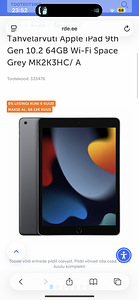 Tahvelarvuti Apple iPad 9th Gen 10.2 64GB Wi-Fi Space Grey (2 foto / 2)
