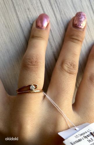 Новое золотое кольцо с бриллиантом. 585 16,5 (фото #2)