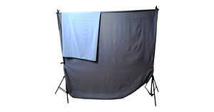 Fototaust 2×3m, valge ja hall, kogu komplekt (2 foto / 3)