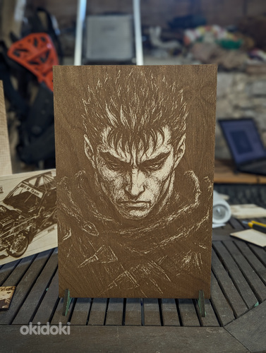 "Berserk" Guts portree poster vineerile põletatud