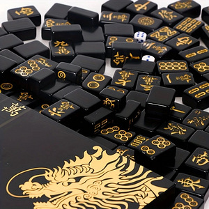 Mahjong – luksuslik kinkekomplekt, must ja kuldne, 144 klots (3 foto / 5)