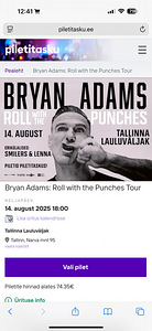 MÜÜN BRYAN ADAMSI VIP PILET 14.08 (1 foto / 2)