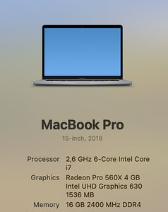 Macbook Pro 15 2.6 i7/16gb/500gb/2018 (3 foto / 3)