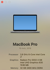 Macbook Pro 15 2,6 i7/32gb/500gb 2019 (4 foto / 4)