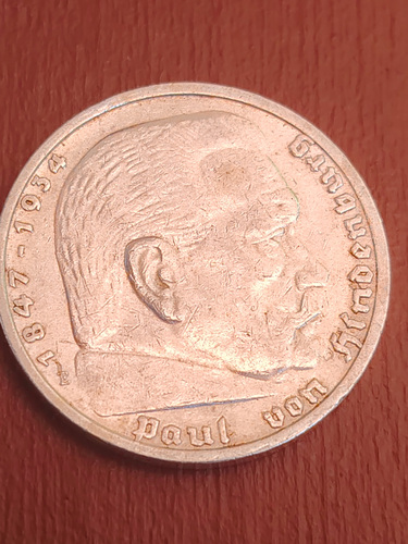 Серебряная монета 5 рейхсмарок 1937 E (Muldenhütten), Гинден