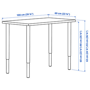 Ikea OLOV/LINNMON kirjutuslaud, valge, 100x60 cm (2 foto / 5)