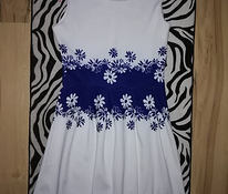 Uus ilus valge-sinisega kleit s/m suurusele
