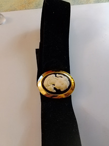 Vintage kaulakoru camee Amuletti musta kangas (1 valokuva sivusta 4)