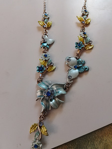 Turkoosi kristalli lasi helmi kaulakoru (1 valokuva sivusta 3)