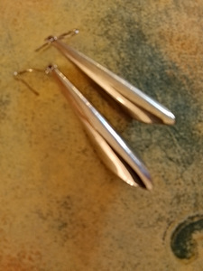 Vintage korvakorut pinkki lasi pisarat (4 valokuva sivusta 5)