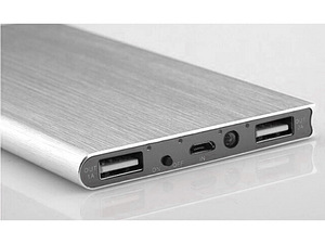 Ārējā baterija Power bank 20000 mAh SLIM 2xUSB PUS13B silver (2 foto no 3)