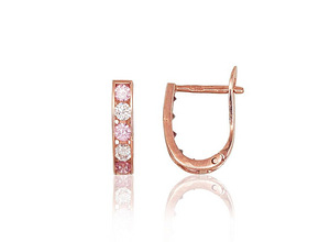 Золотые серьги с 'английским' замком #1200001(Au-R)_CZ+CZ-PI (2 фото из 2)