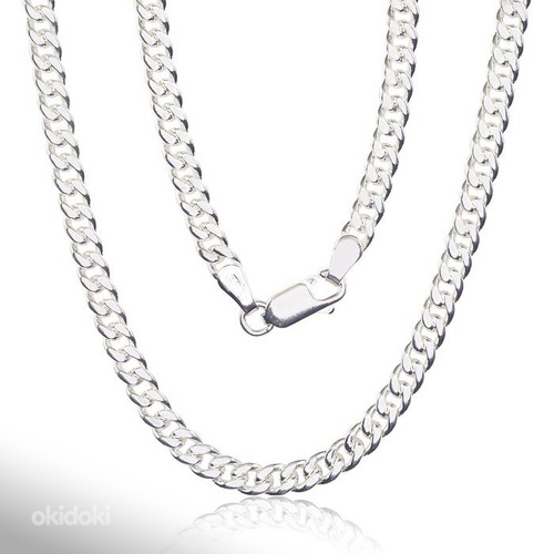 Sudraba ķēdīte Kartjē 4 mm #2400141, Sudrabs. Izmērs: 55 cm