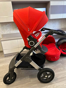 Müüa punast värvi Stokke® Trailz lastekäru — täiskomplekt!