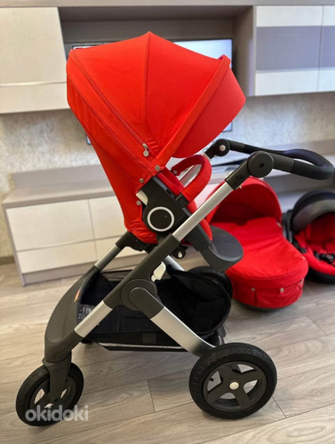 Müüa punast värvi Stokke® Trailz lastekäru — täiskomplekt!