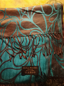 MARJA KURKI SILKKI HUIVI TURKOOSI KULTA KUVIOINEN (1 valokuva sivusta 4)