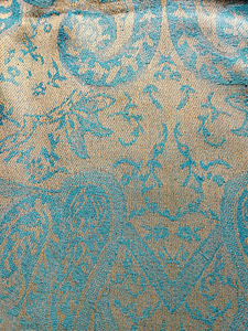 KAULALIINA TURKOOSI KULTA KUVIOINEN 100 PR PASHMINAA (4 valokuva sivusta 4)