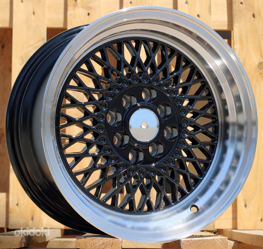 R15x8  8X100/114  ET  15  73.1  LU483  Black+Polished Lip (BLPL)  For BBS  (K3)  (ML-Black)