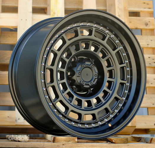 R18x9  6X139.7  ET  0  110.1  JT221  Black Polished (MB)  For 4X4  (K3)  (Rivets)