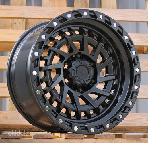 R18x9  6X139.7  ET  0  110.1  JT195  Black Polished (MB)  For 4X4  (K3)  (Silver Rivets)