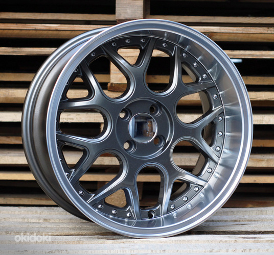 R16x7  4X100  ET  30  60.1  FR762  Gun Metal+Polished Lip (GMPL)  For SMART  (R)  ((AKC 65 Eur)BRABUS Style)