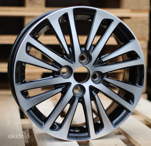 R14x5.5  4X100  ET  45  54.1  F1438  (LU1437)  Black Polished (MB)  For TOYOT  (R+Z5+P1)