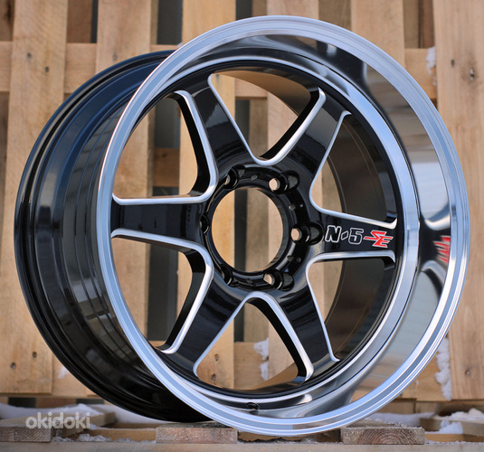 R18x9.5  6X139.7  ET  20  106.1  D1668  Black+Polished Lip+Red Milling (BLPLRM)  For RACIN  (K3)  (Rear+Front Milling)
