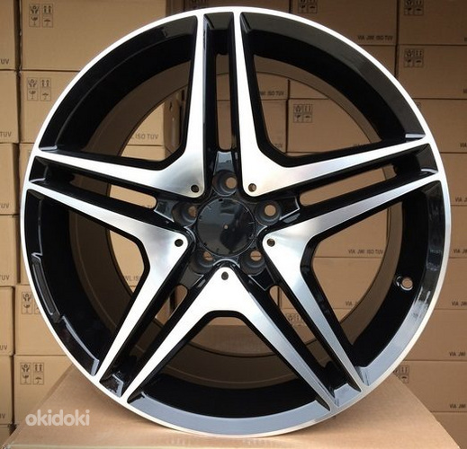 R18x9.5  5X112  ET  45  66.6  BY496  Black Polished+Powder Coating (MBPC)  For MER  (P1)  (Rear+Front)